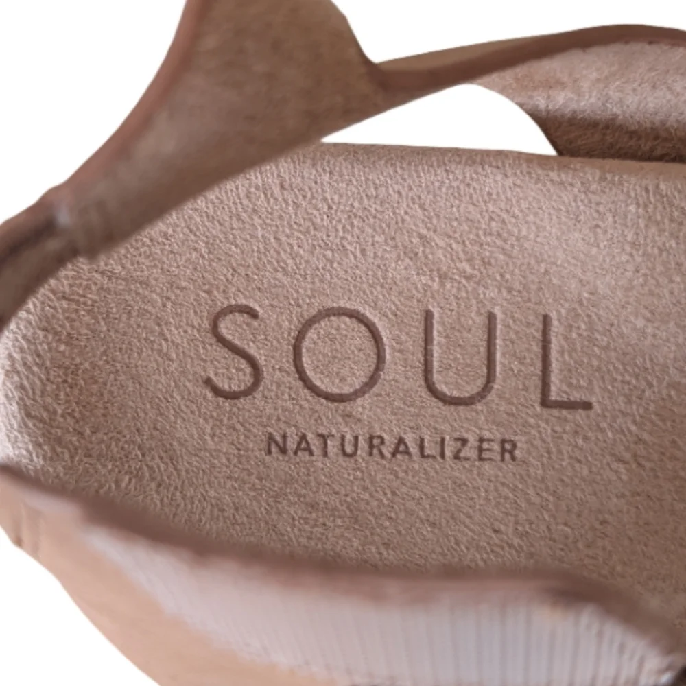 Natural SOUL Divina Cork Footbed Sandals Ankle Strap Nude 8.5 M Comfort - Picture 9 of 9
